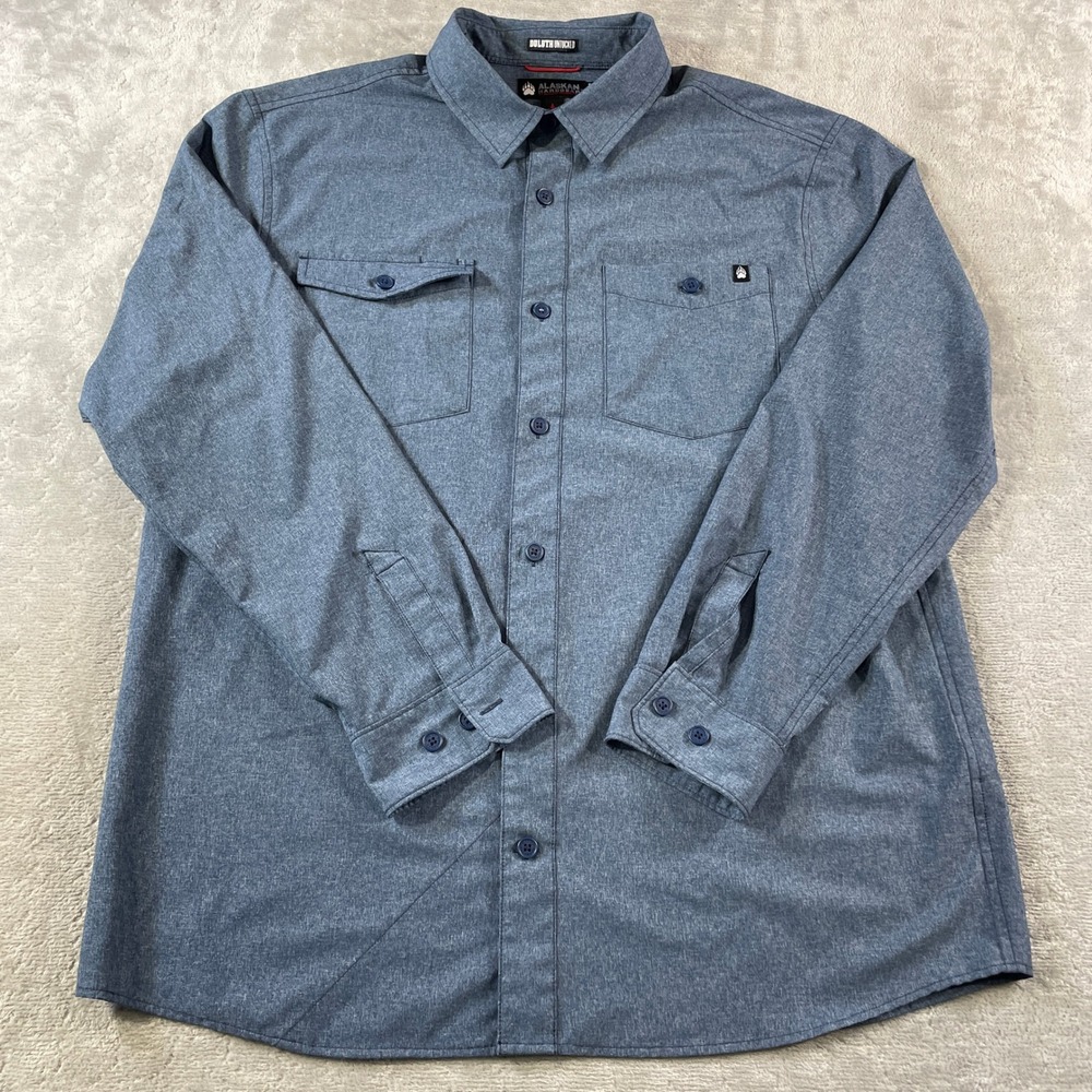 Alaskan Hardgear Untucked Shirt Mens Large Blue Fishing Outdoor Light Pockets